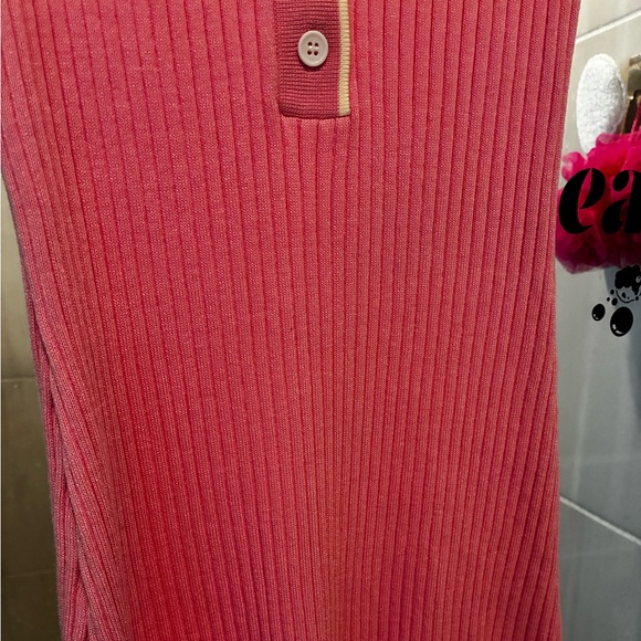 Pink Ribbed Midi Dress - Picture 6 of 8
